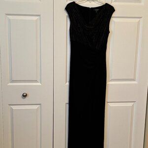 Lauren Ralph Lauren Women's Black Cowl Neck Ruched Ball Gown Dress